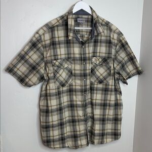 Carhartt Beige and Black Plaid Pearl Snap Button Down Shirt